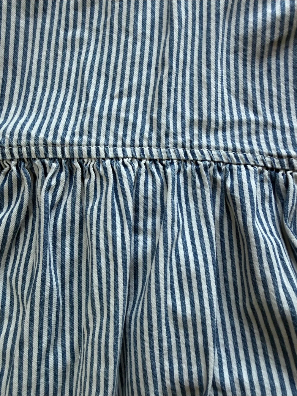Classic Blue Stripe Denim Babydoll Kids Dress